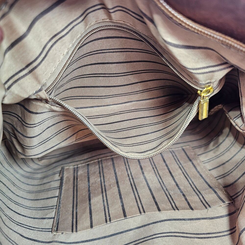 Vintage Brown Faux Leather Crossbody Bag Boho Western Wide Strap Purse - Picture 8 of 12